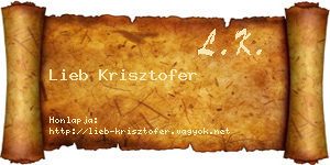 Lieb Krisztofer névjegykártya